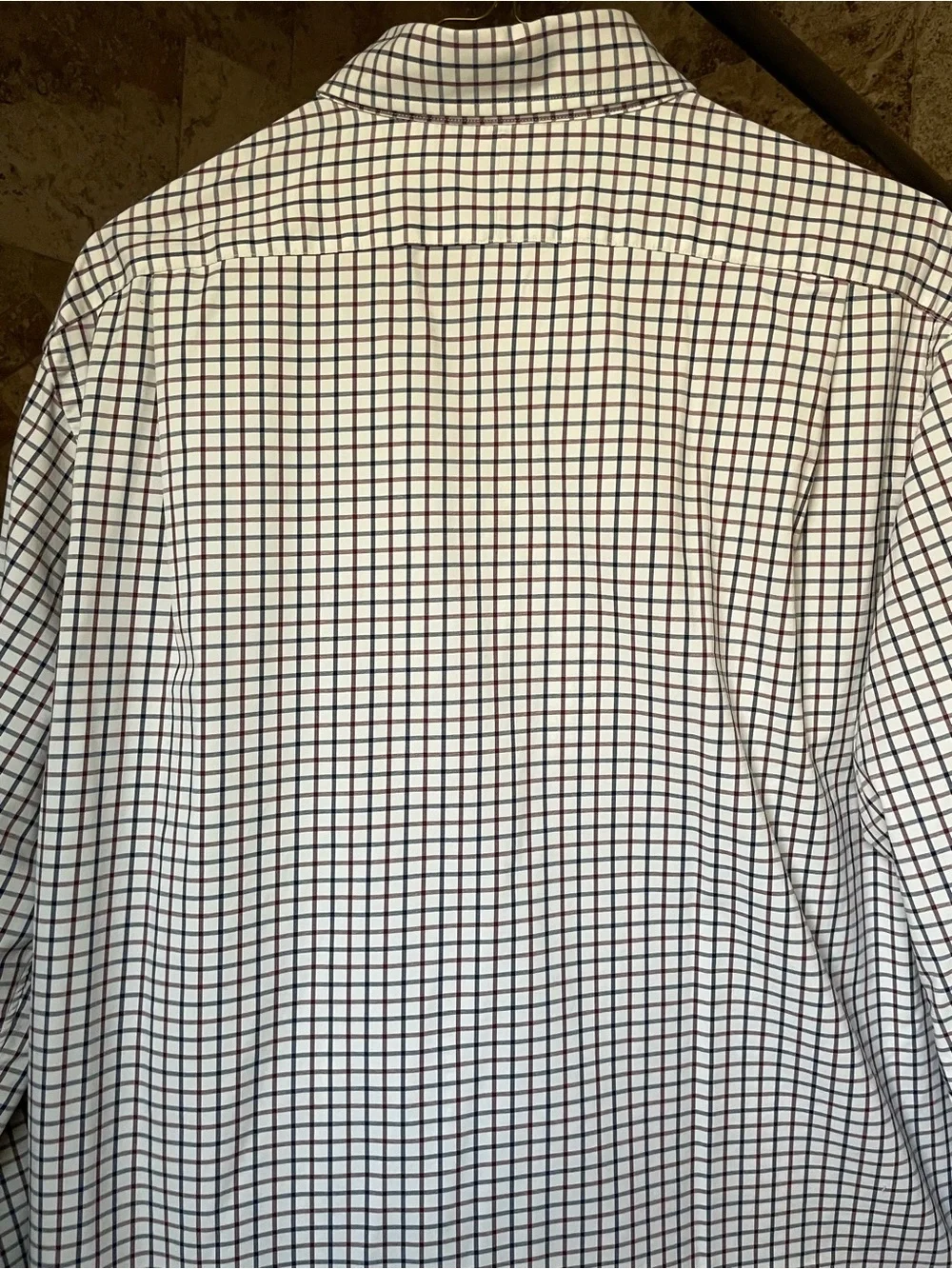 Polo Ralph Lauren White Plaid Button-Down Shirt with Navy and Burgundy Checks